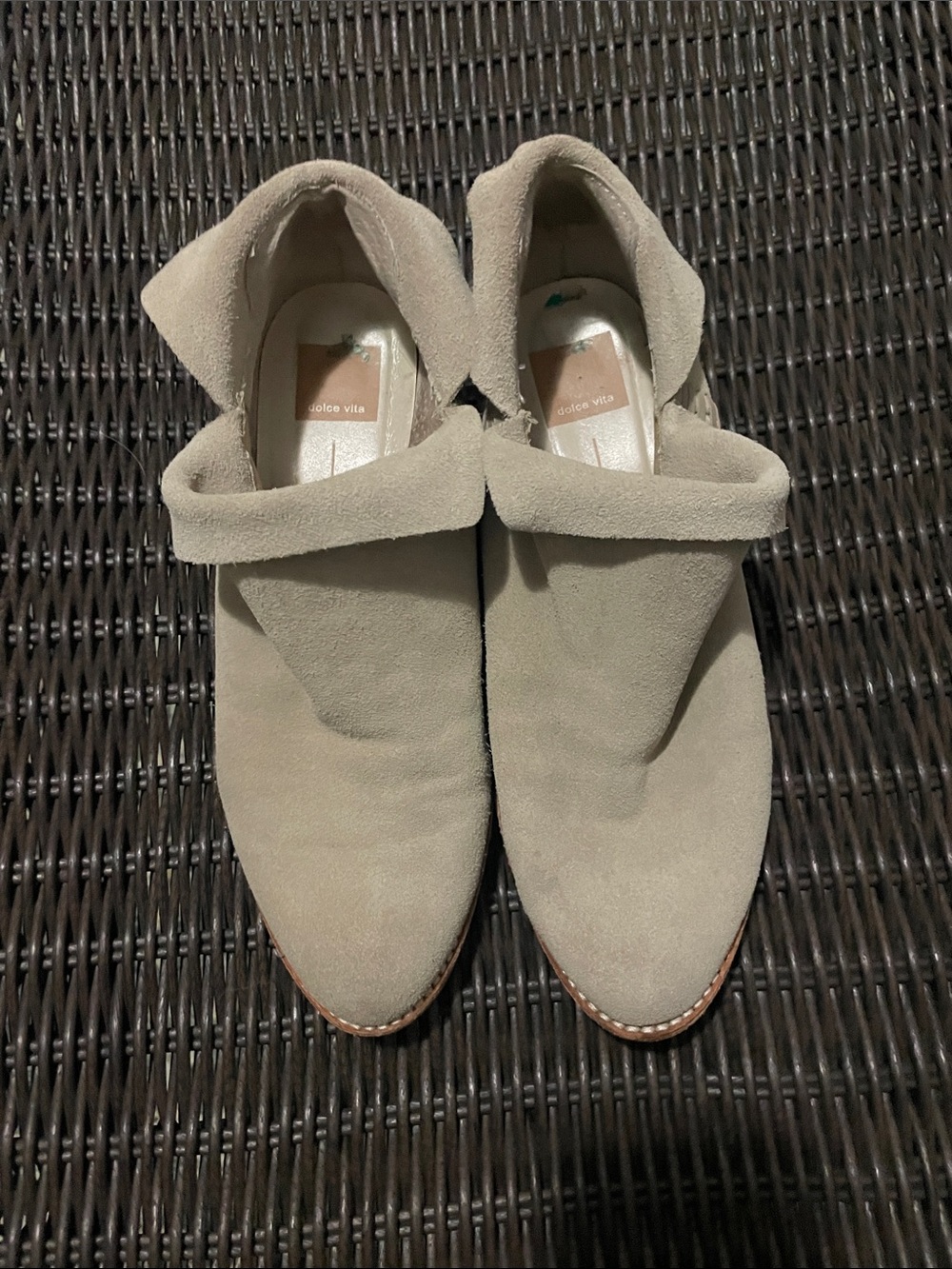 Dolce Vita Taupe Suede Fold-Over Ankle Booties